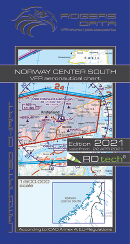 2021 Norway Center South VFR Chart 1:500 000 - Rogersdata