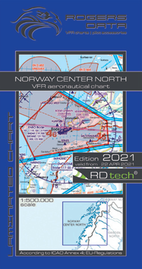 2021 Norway Center North VFR Chart 1:500 000 - Rogersdata