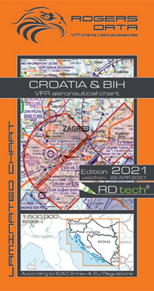 2021 Croatia + Bosnia Herzegovina VFR Chart 1:500 000 - RogersdataImage Id:159335