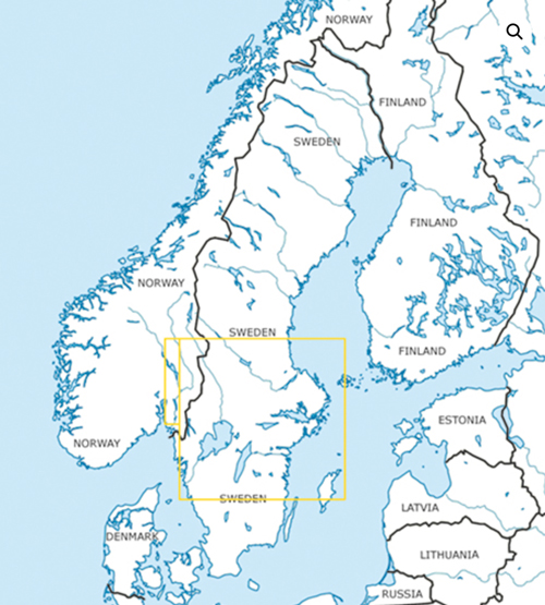 2023 Sweden Center South VFR Chart 1:500 000 - RogersdataImage Id:159434