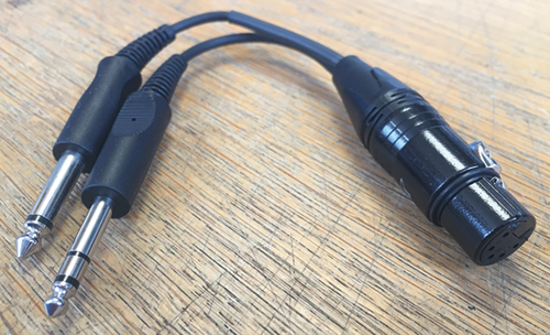 Headset Adaptor Cable - Airbus 5 pin socket (XLR 5) to GA twin plugs.