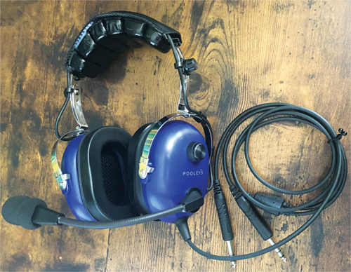 Image 3 of Pooleys Aviation Headset - Passive (blue ear cups) + FREE Headset Bag