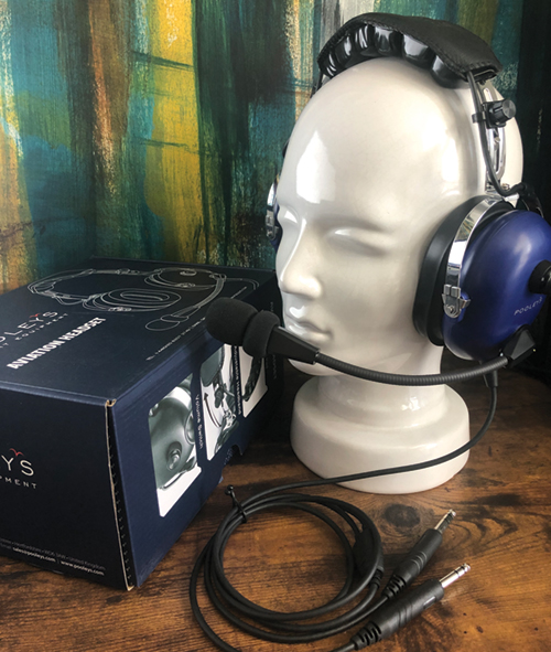 Image 2 of Pooleys Aviation Headset - Passive (blue ear cups) + FREE Headset Bag