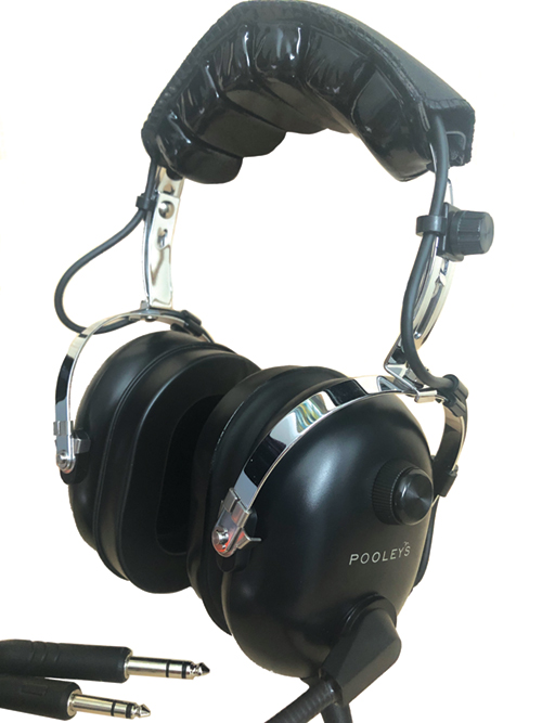Image 6 of Pooleys Aviation Headset - Passive (black ear cups) + FREE Headset Bag