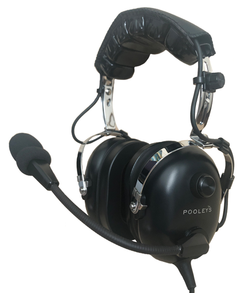Image 8 of Pooleys Aviation Headset - Passive (black ear cups) + FREE Headset Bag