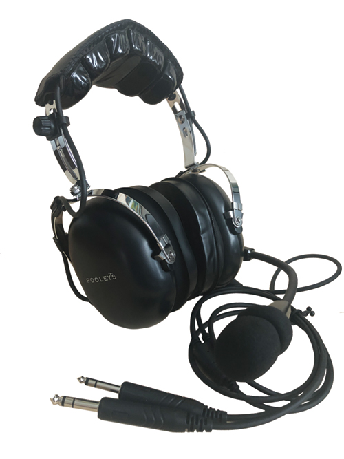 Image 9 of Pooleys Aviation Headset - Passive (black ear cups) + FREE Headset Bag
