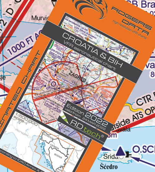 2022 Croatia + Bosnia Herzegovina VFR Chart 1:500 000 - Rogersdata