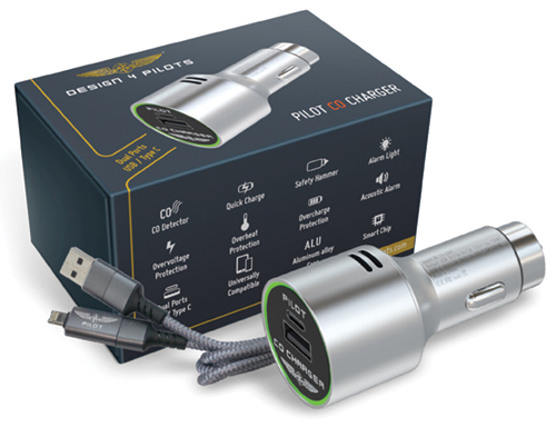 Image 0 of Design4Pilots - Pilot Co Charger (high speed device charger with cable and carbon monoxide detector)