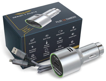 Design4Pilots - Pilot Co Charger (high speed device charger with cable and carbon monoxide detector)