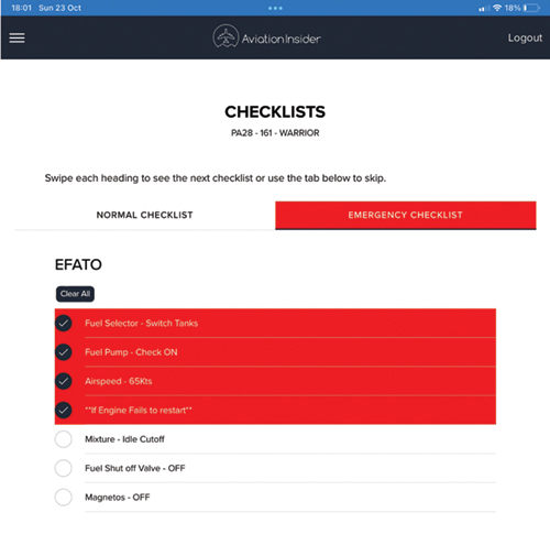 Image 1 of PIPER PA44 SEMINOLE AIRCRAFT CHECKLIST