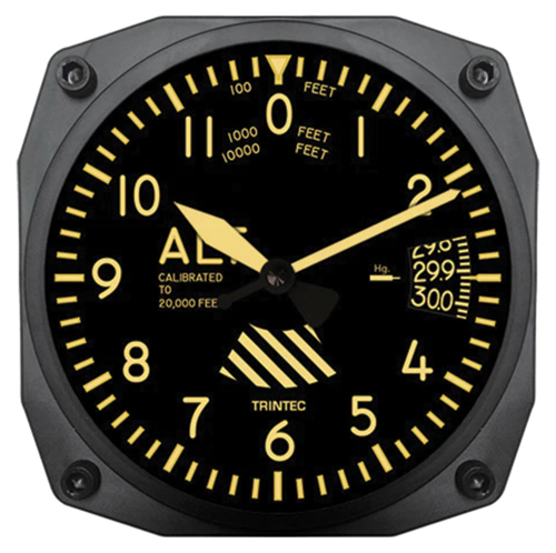 Image 0 of 6" Vintage Altimeter Instrument Style Clock