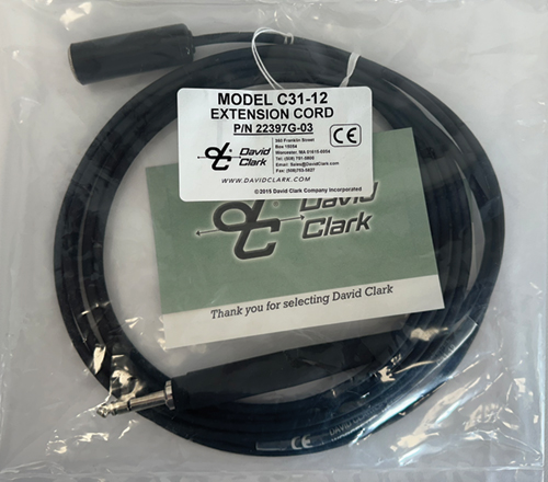 Image 0 of David Clark Extension Cord Model C31-12"