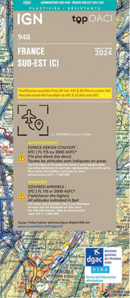 Image 8 of 2024 France ICAO Charts - Laminated or Paper 1:500,000
