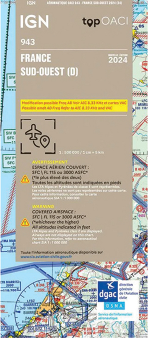 Image 1 of 2024 France ICAO Charts - Laminated or Paper 1:500,000
