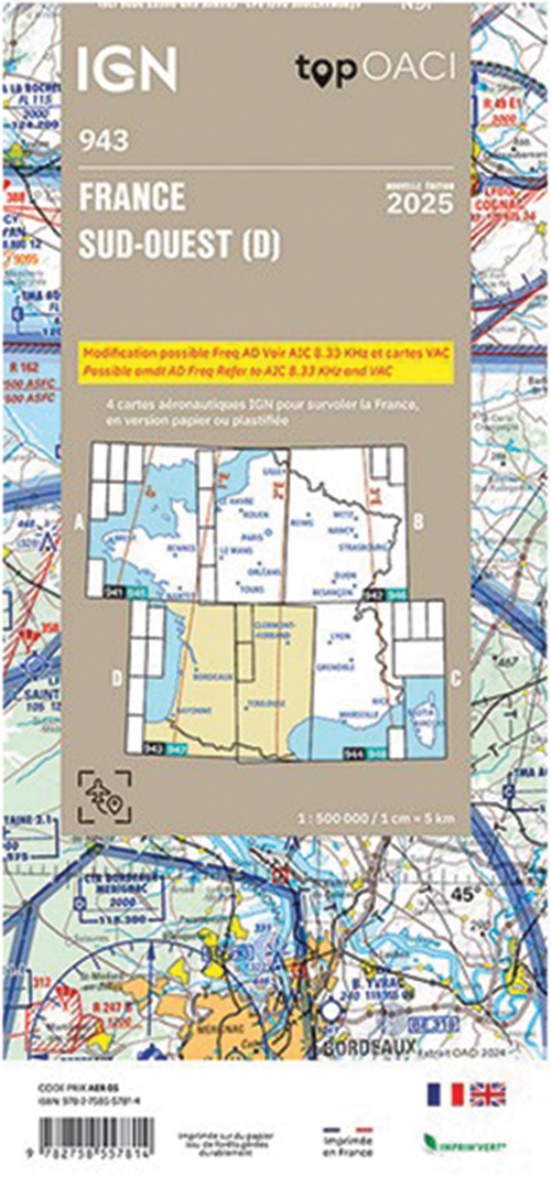 Image 3 of 2025 France ICAO Charts - Laminated or Paper 1:500,000