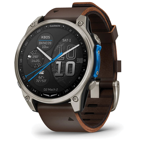 Image 0 of Garmin D2 Mach 2 Aviator Smartwatch 47mm Titanium with Oxford Brown Leather Band