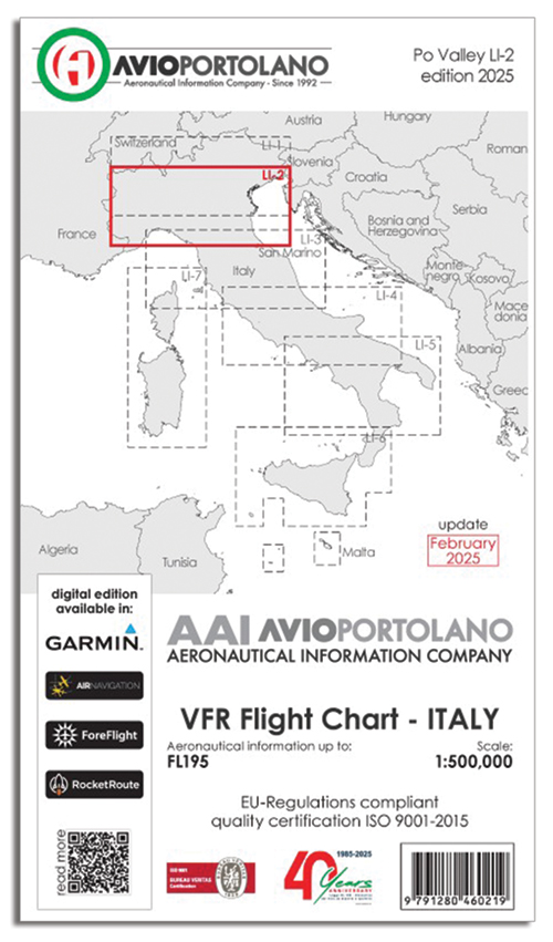 Image 1 of 2025 Italy Aerotouring VFR Flight Charts