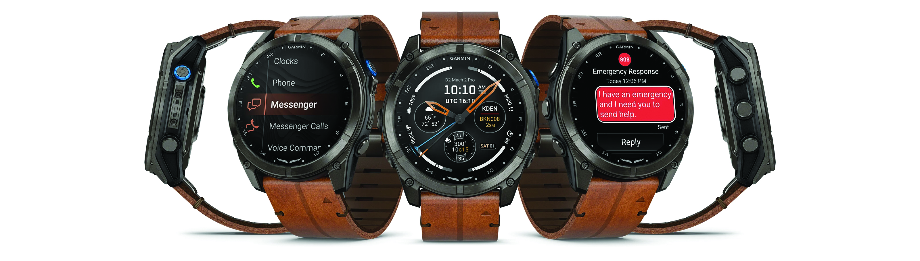 Image 11 of Garmin D2 Mach 2 Pro Aviation Smartwatch with Chestnut Leather Wristband