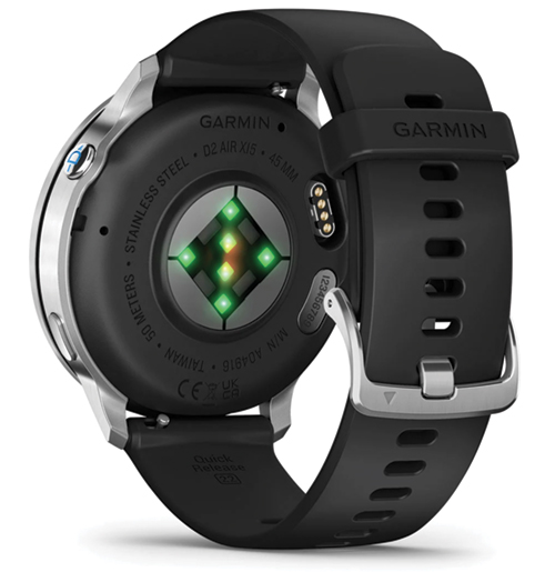 Image 3 of Garmin D2 Air X15 Aviator Smartwatch – Silver with Black Silicone Band