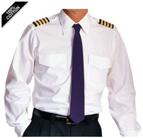 V:One X-Range Mens' Long Sleeve Pure Cotton Pilot Shirt - Comfort Fit, Tailored