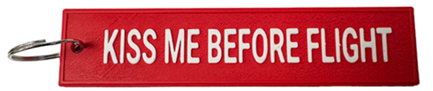 Image of3D Printed Kiss Me Before Flight Keyring (Red)