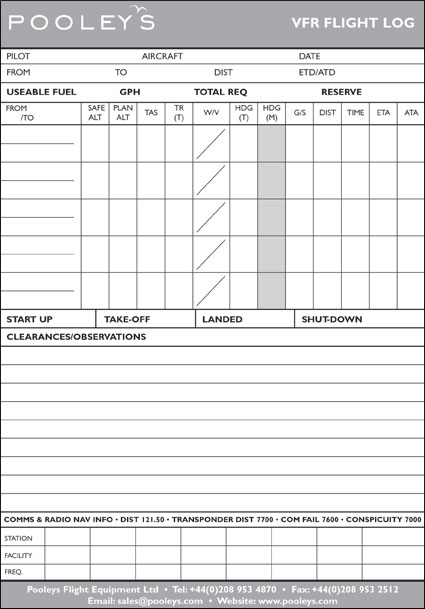 Pilot'S Kneeboards - A5 And Phones | Flight Log Pads | Nlp010 | A5 Vfr Flight  Log Pad | Pooleys Flying And Navigational Products And Accessories