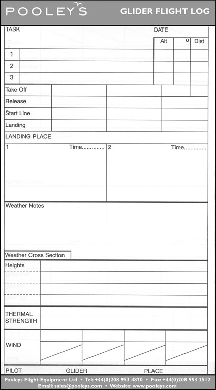 Glider Flight Log Pad