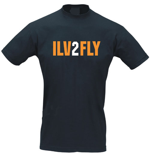 Slogan T-Shirt - ILV2FLY (BLACK)