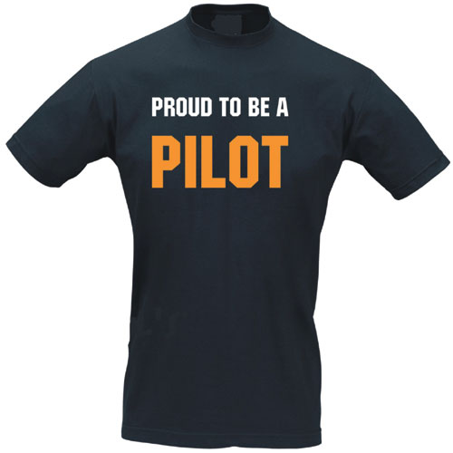 Image 0 of Slogan T-Shirt - PROUD TO BE A PILOT (BLACK)
