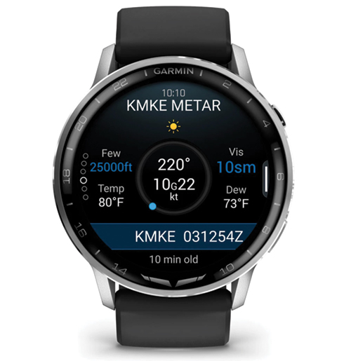 Image 8 of Garmin D2 Air X15 Aviator Smartwatch – Silver with Black Silicone Band