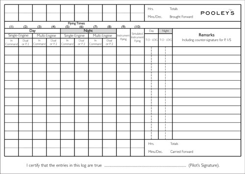 Pooleys Pilot Flying Log Book - With Black Leather CoveringImage Id:47879