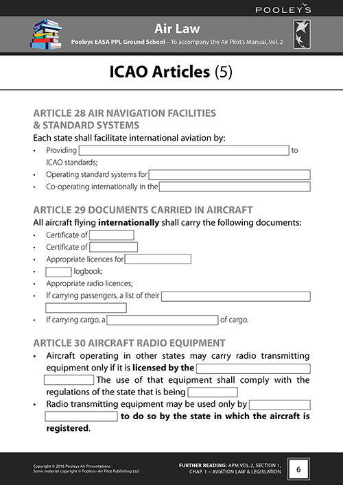 Pooleys Air Presentations – Air Law Student Pilot's Work Book (b/w with spaces for answers)Image Id:48056