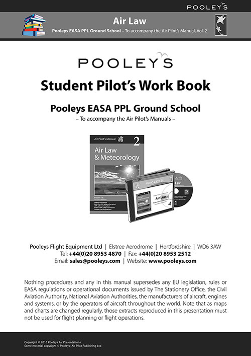 Pooleys Air Presentations – Air Law Student Pilot's Work Book (b/w with spaces for answers)Image Id:48059