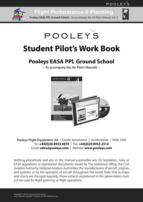 Image 1 of Pooleys Air Presentations – Flight Performance & Planning Student Pilot's Work Book (b/w with spaces for answers)