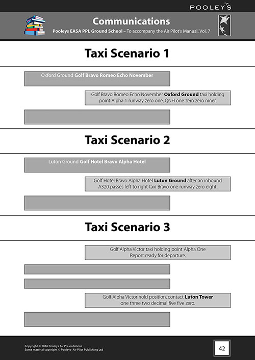Pooleys Air Presentations – Communications Student Pilot's Work Book (b/w, with spaces for answers)Image Id:48127