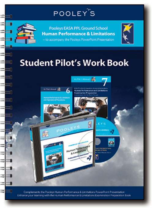 Image 0 of Pooleys Air Presentations – Human Performance & Limitations Student Pilot's Work Book (b/w, with spaces for answers)