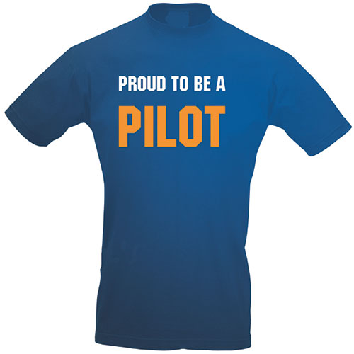 Image 0 of Slogan T-Shirt - PROUD TO BE A PILOT (BLUE)