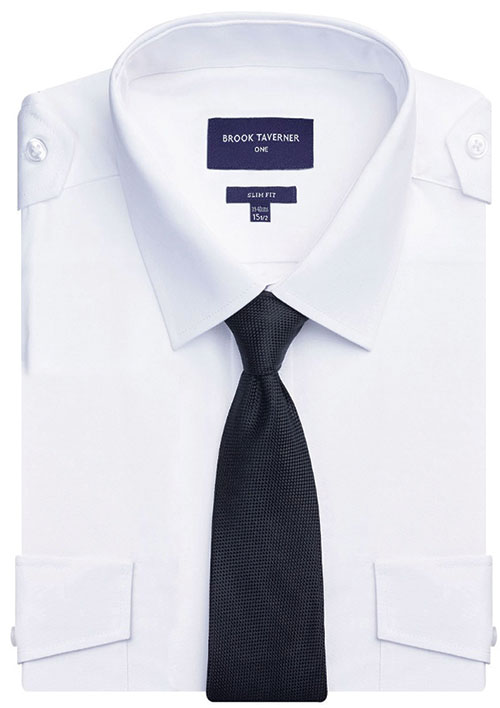 Image 2 of Slim Fit Short Sleeve Pilot Shirt - Brook Taverner