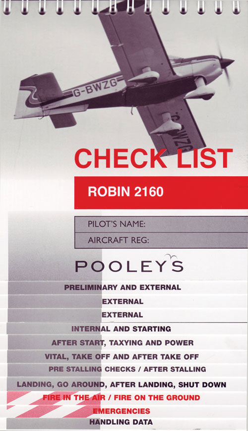 Robin 2160 / DR400-108, 125, 140, 160, 180 Checklist