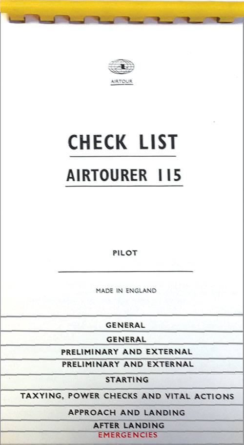Image 0 of Airtourer 115 Checklist