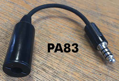 Headset Adaptor Cable -  UK helicopter socket to US helicopter plug - PA83