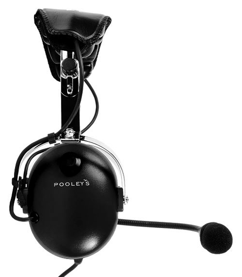 Pooleys Aviation Headset - Passive (black ear cups) + FREE Headset Bag