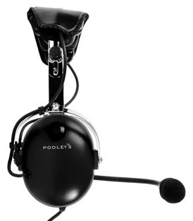 Image ofPooleys Aviation Headset - Passive (black ear cups) + FREE Headset Bag