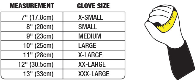 Bowling Glove Size Chart