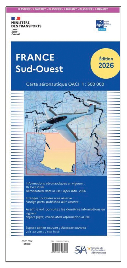 Image 2 of 2026 France ICAO Charts - Laminated or Paper 1:500,000