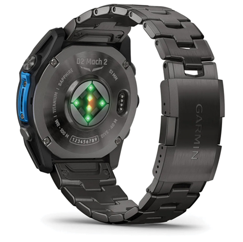 Image 3 of Garmin D2 Mach 2 Aviator Smartwatch 51mm Carbon Gray DLC Titanium with Vented Titanium Bracelet