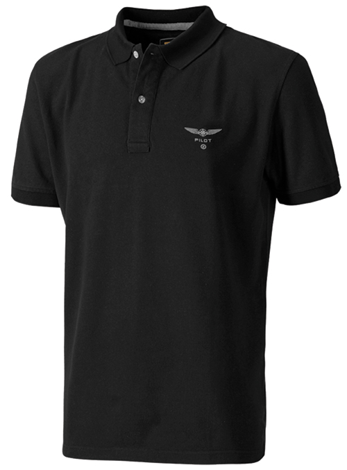 Image 1 of Design4Pilots - Black Pilot Polo Shirt with Pilot Wings