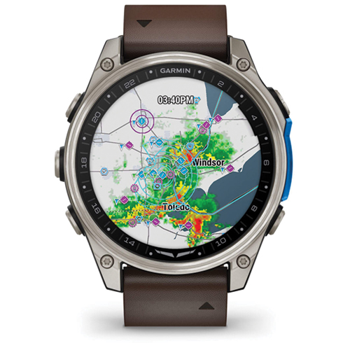 Image 1 of Garmin D2 Mach 2 Aviator Smartwatch 47mm Titanium with Oxford Brown Leather Band