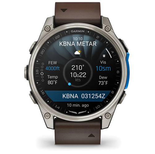 Image 9 of Garmin D2 Mach 2 Aviator Smartwatch 47mm Titanium with Oxford Brown Leather Band