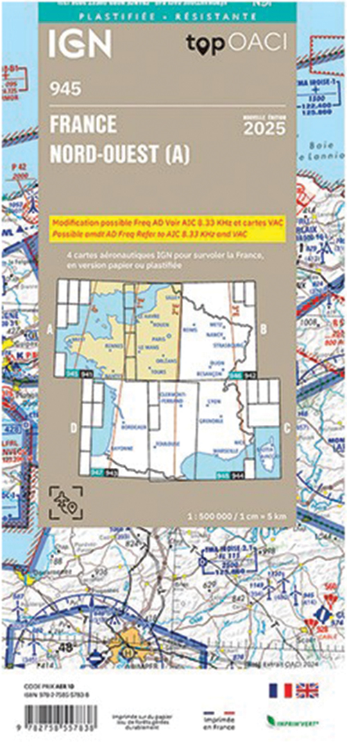 Image 9 of 2025 France ICAO Charts - Laminated or Paper 1:500,000